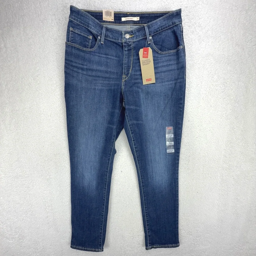 Levis Classic Mid-Rise Skinny Jeans Women 14 Medium W32 L32 Blue Denim 585750166 - Picture 2 of 9